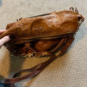 Miumiu brown leather bow bag